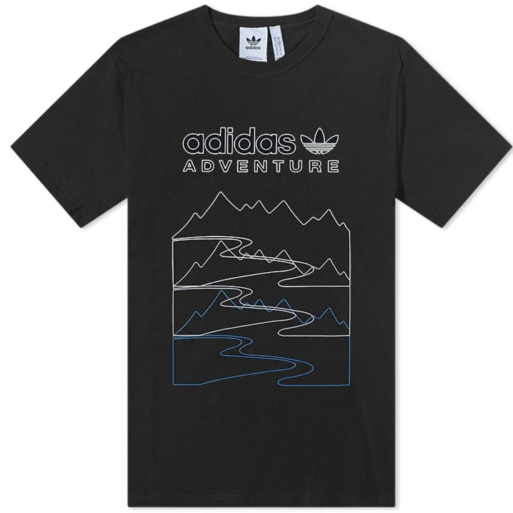 Photo: Adidas Men's Adventure Mountain Front T-Shirt in Black
