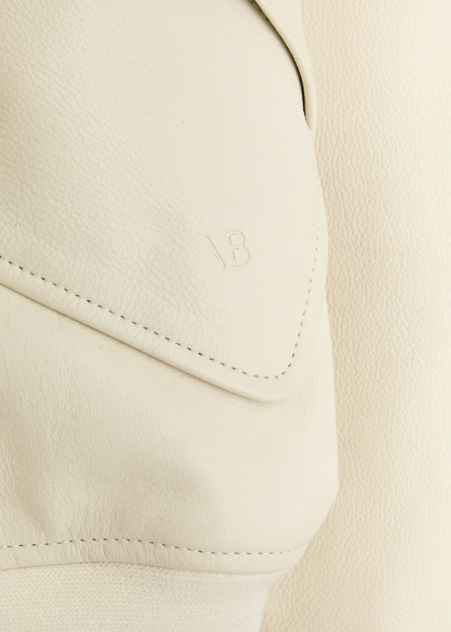 Victoria Beckham Padded Leather Varsity Jacket Ivory