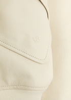 Victoria Beckham Padded Leather Varsity Jacket Ivory