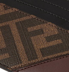 Fendi - Logo-Print Coated-Canvas and Leather Cardholder - Brown
