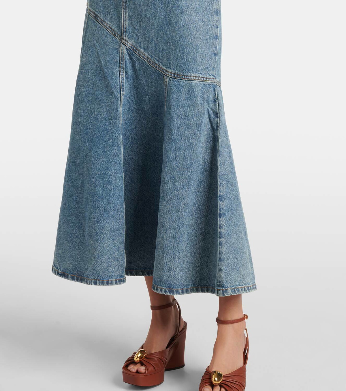 Zimmermann Illustration asymmetric denim midi skirt Zimmermann