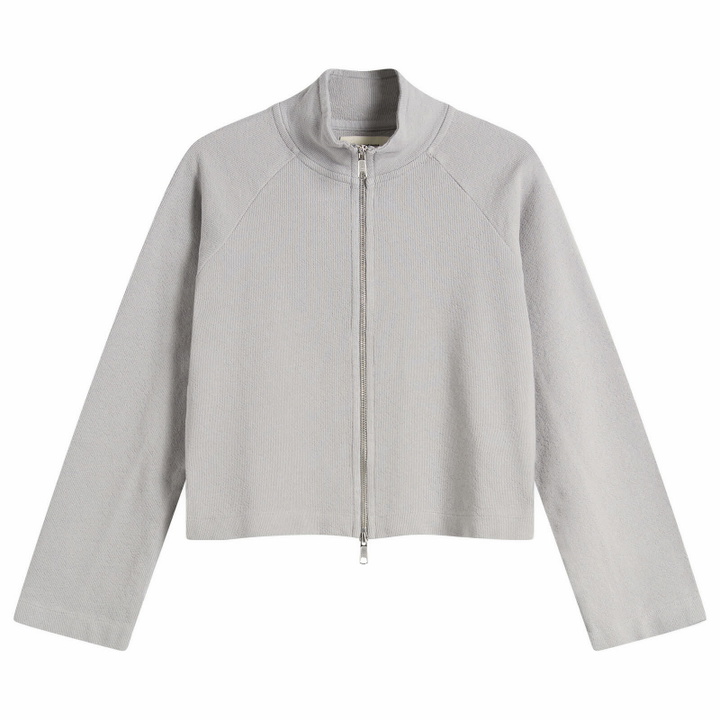 Photo: mfpen Women's Cropped Leisure Zip Up in Mineral Grey Needle Jump