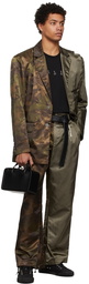 Feng Chen Wang Khaki & Brown Camouflage Paneled Blazer