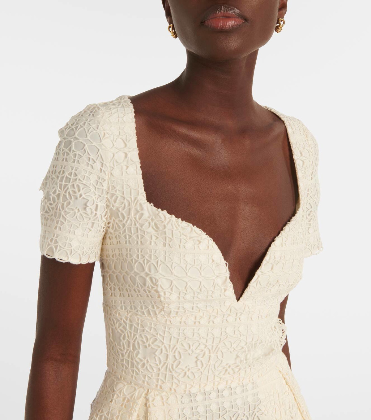 elie saab macrame midi dress Elie Saab Macram Floral Midi Dress