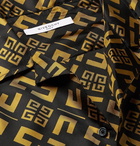 Givenchy - Camp-Collar Logo-Print Silk-Twill Shirt - Black