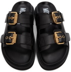 Moschino Black Strap Slip-On Sandals