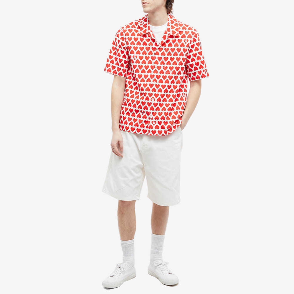 AMI Men's Heart Print Vacation Shirt in Scarlet Red/White AMI