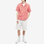 AMI Men's Heart Print Vacation Shirt in Scarlet Red/White