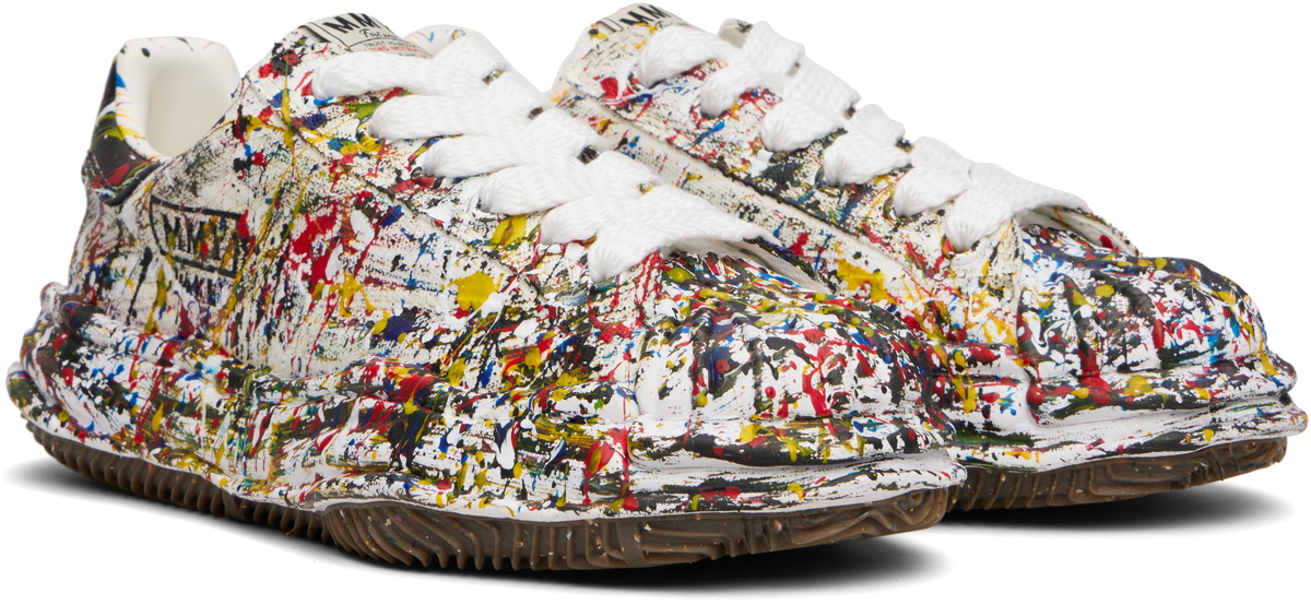 Maison MIHARA YASUHIRO White 'Blakey' OG Sole Sputtering Paint Canvas Sneakers