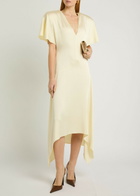 Stella Mccartney Asymmetric Satin Midi Dress Cream