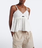 Miu Miu Embroidered cotton and linen-blend top