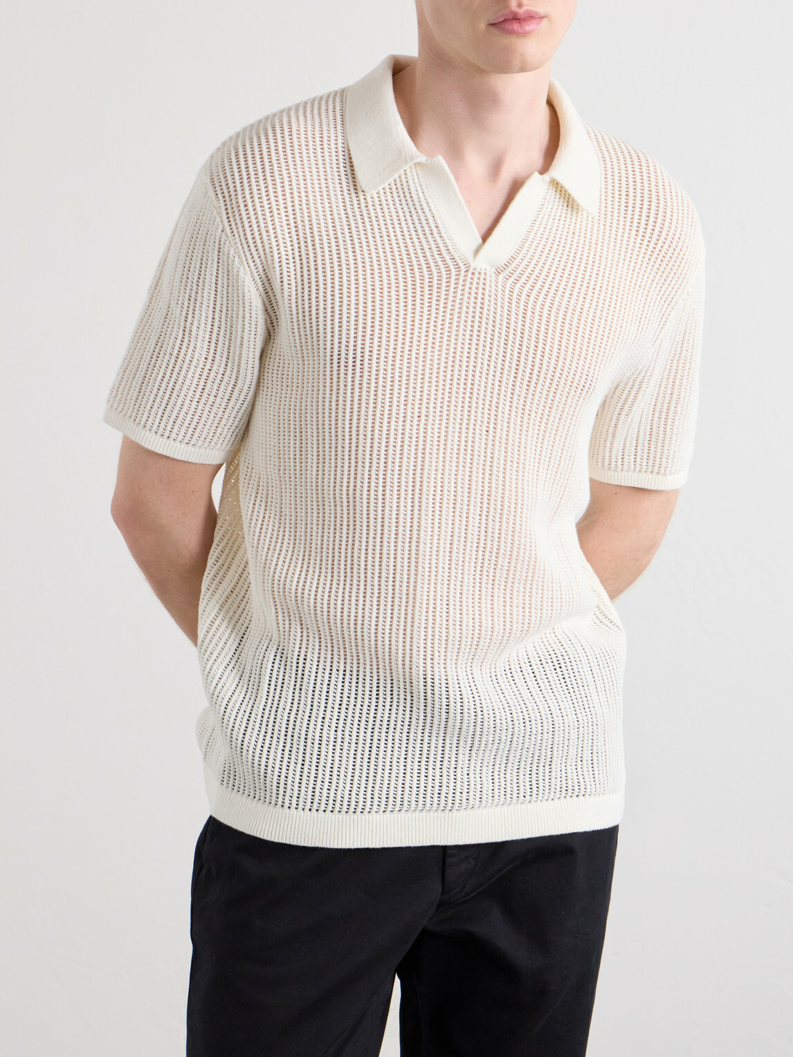 Aimé Leon Dore - Open-Collar Open-Knit Cotton Polo Shirt - Neutrals