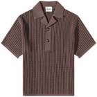 Nanushka Men's Dorian Crochet Polo Shirt in Brown