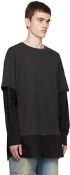 MM6 Maison Margiela Black Layered Long Sleeve T-Shirt