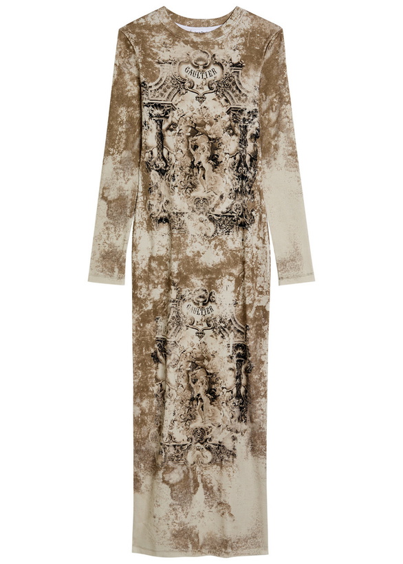 Photo: Jean Paul Gaultier Printed Ribbed Stretch-cotton Midi Dress Multicoloured