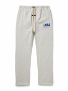 FEAR OF GOD ESSENTIALS - NBA Straight-Leg Appliquéd Cotton-Blend Jersey Sweatpants - Gray