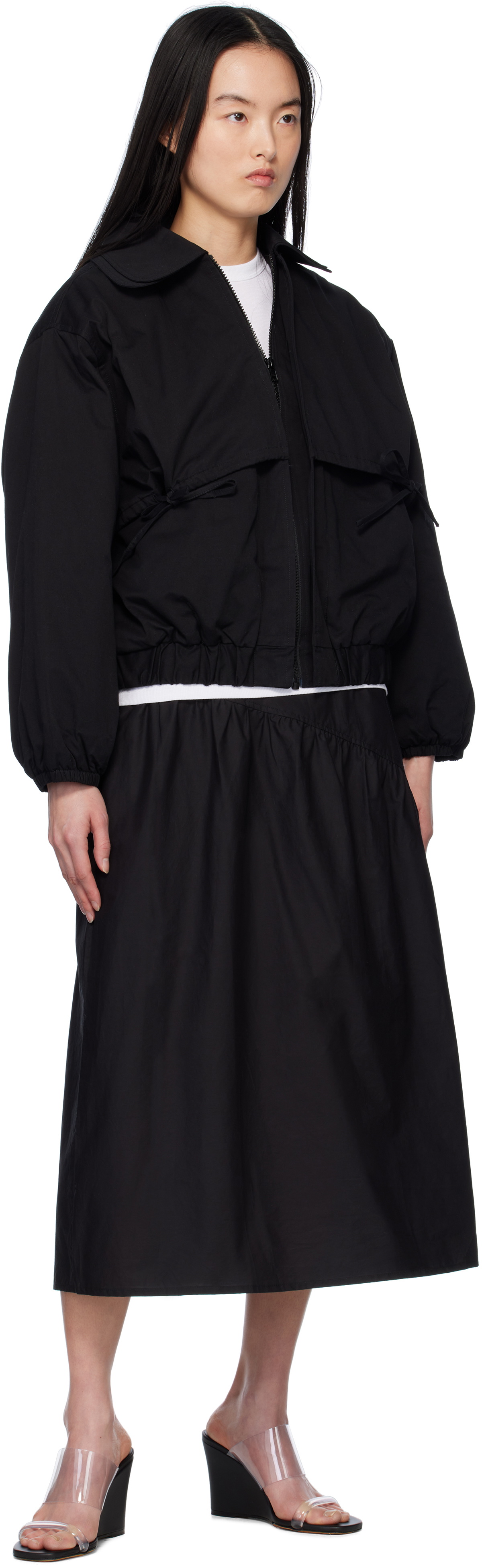 Deiji Studios Black Angle Midi Skirt