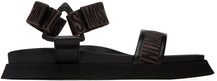 Photo: Moschino Brown Jacquard Logo Sandals