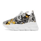 Versace Black and Gold Barocco Chain Reaction Sneakers