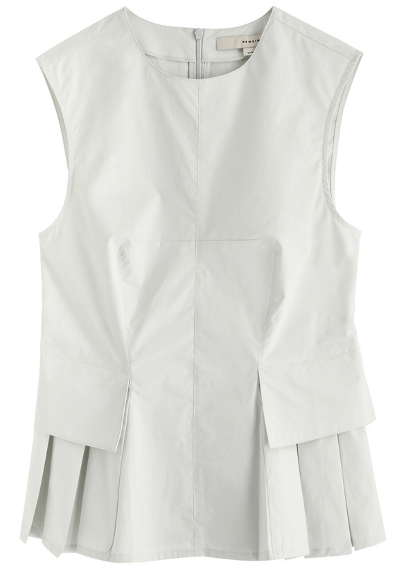 Photo: Remain BY Birger Christensen Peplum Cotton-poplin top Off White