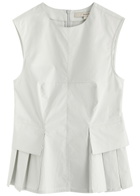Remain BY Birger Christensen Peplum Cotton-poplin top Off White