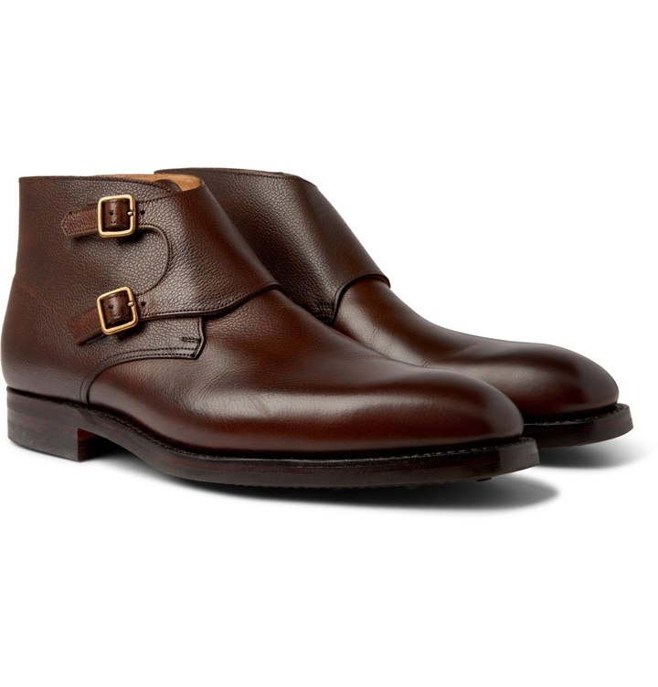 Photo: George Cleverley - Fry Pebble-Grain Leather Monk-Strap Boots - Brown