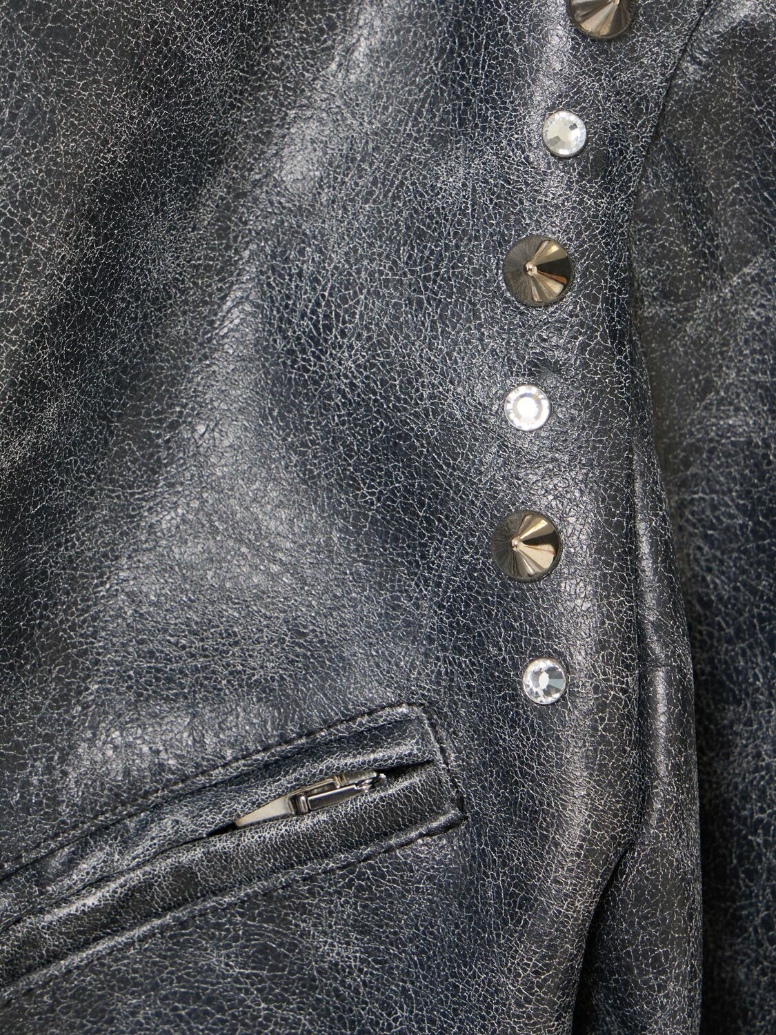 ALESSANDRA RICH - Studded Leather Oversize Biker Jacket