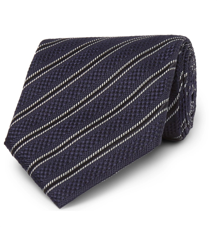 Photo: TOM FORD - 8cm Striped Silk-Jacquard Tie - Blue