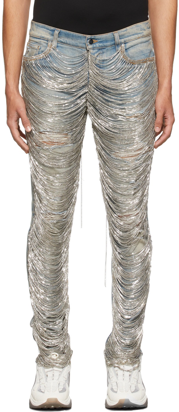 Photo: AMIRI Blue Fringe Wire Faded Jeans