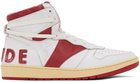 Rhude White & Red Rhecess Hi Sneakers