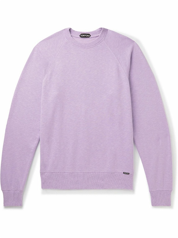 Photo: TOM FORD - Brushed Cotton-Blend Jersey Sweatshirt - Purple