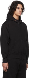 Les Tien Black Cropped Zip-Up Hoodie