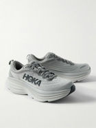 Hoka One One - Bondi 8 Rubber-Trimmed Mesh Running Sneakers - Gray