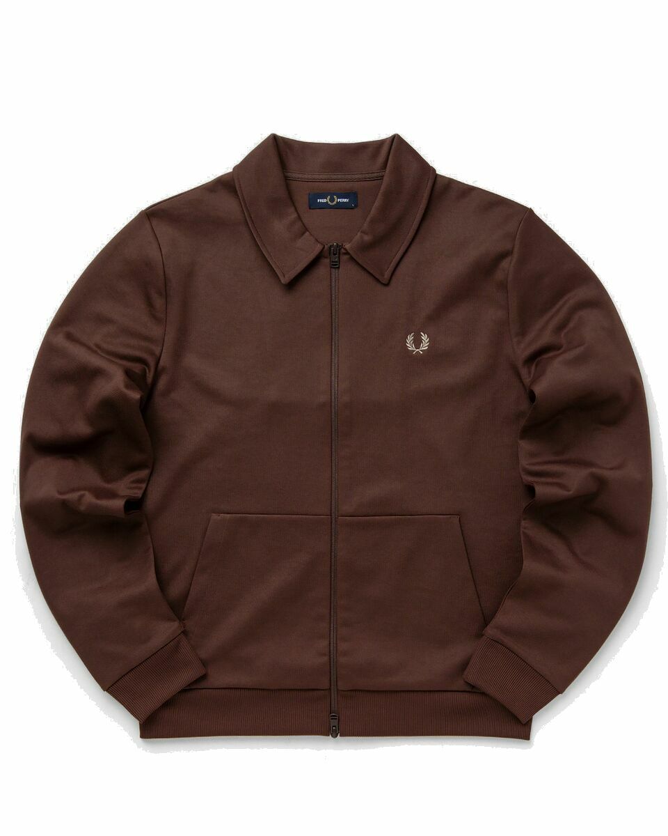 Photo: Fred Perry Tape Detail Collared Track Jkt Brown - Mens - Track Jackets