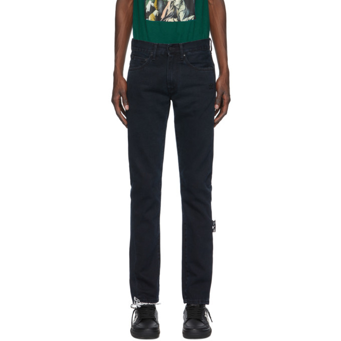 Off-White Black Diag Slim Jeans Off-White