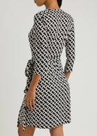 Diane Von Furstenberg Julian Printed Silk Mini Wrap Dress Black And White