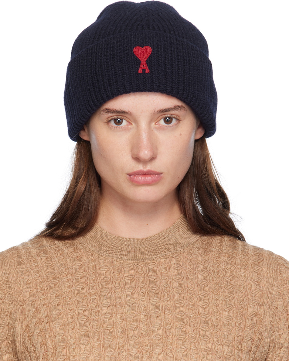 AMI Paris★ネイビー Red Ami de Coeur ビーニー AMI Paris Navy Red Ami de Cœur Beanie AMI