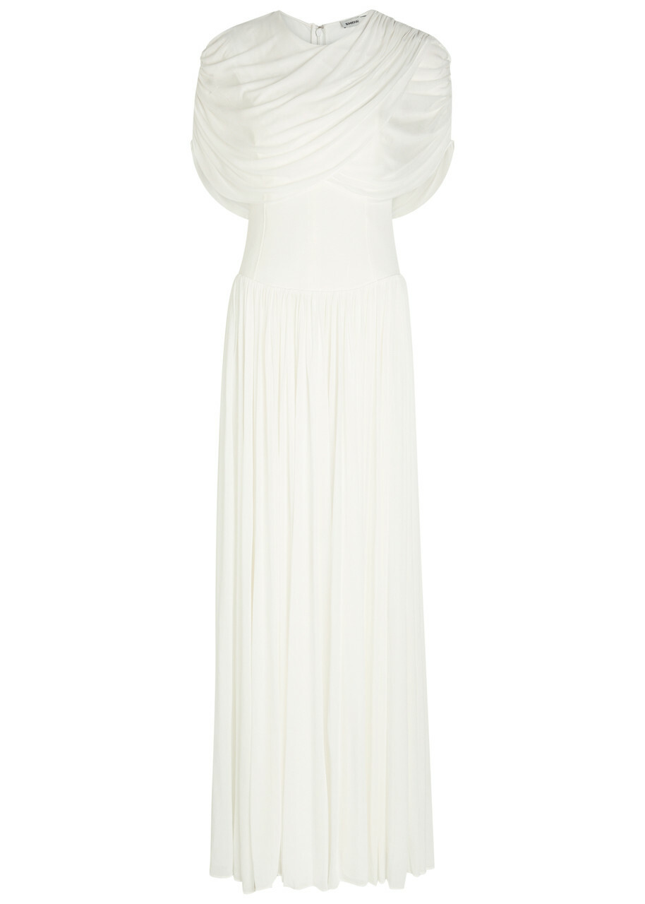 Simkhai Nancie Draped Cape-effect Jersey Maxi Dress Ivory