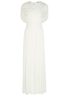 Simkhai Nancie Draped Cape-effect Jersey Maxi Dress Ivory