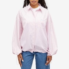 Fiorucci Women's Balloon Sleeve Striped Shirt in Pink Stripes
