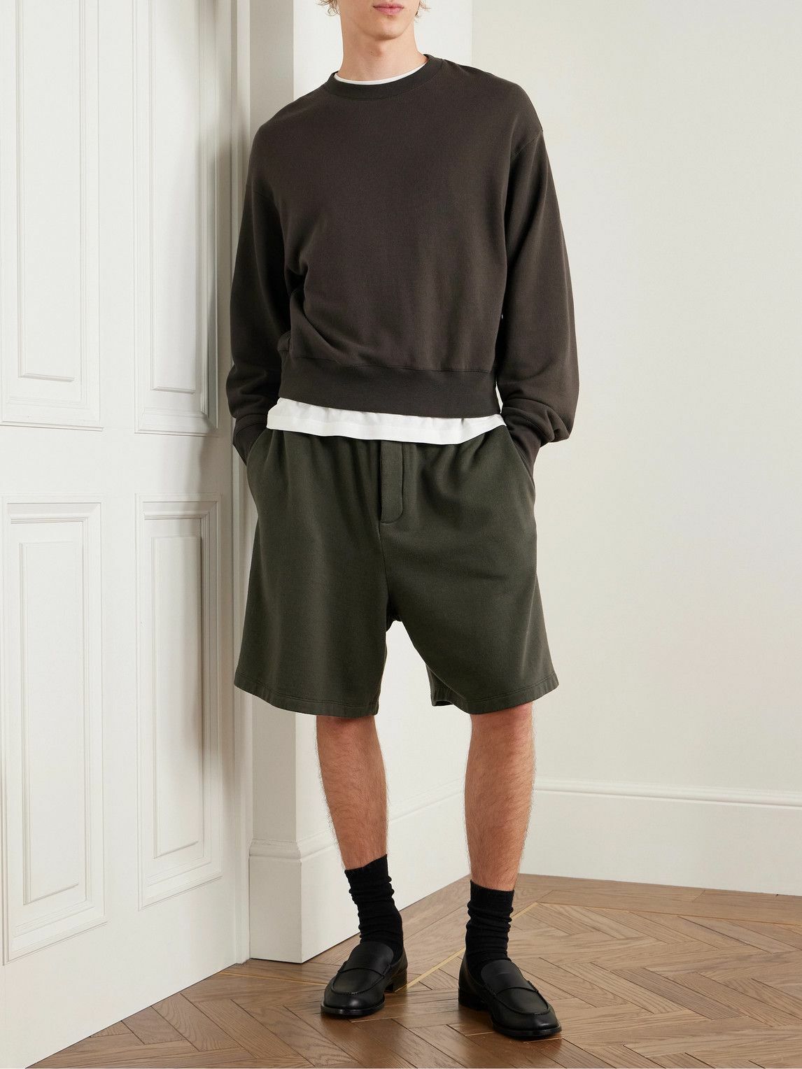 The Row - Kotai Wide-Leg Cotton and Cashmere-Blend Jersey Shorts - Brown