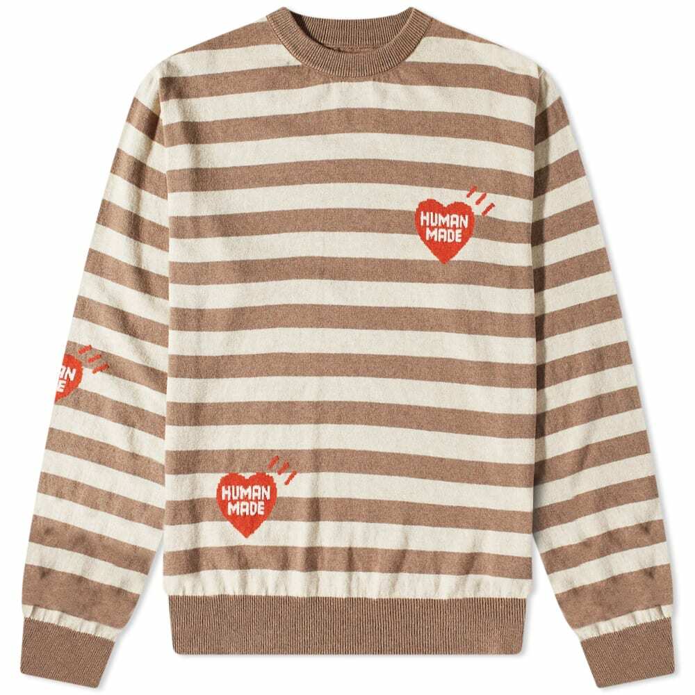 Human Made Men's Stripe Heart Knit in Beige