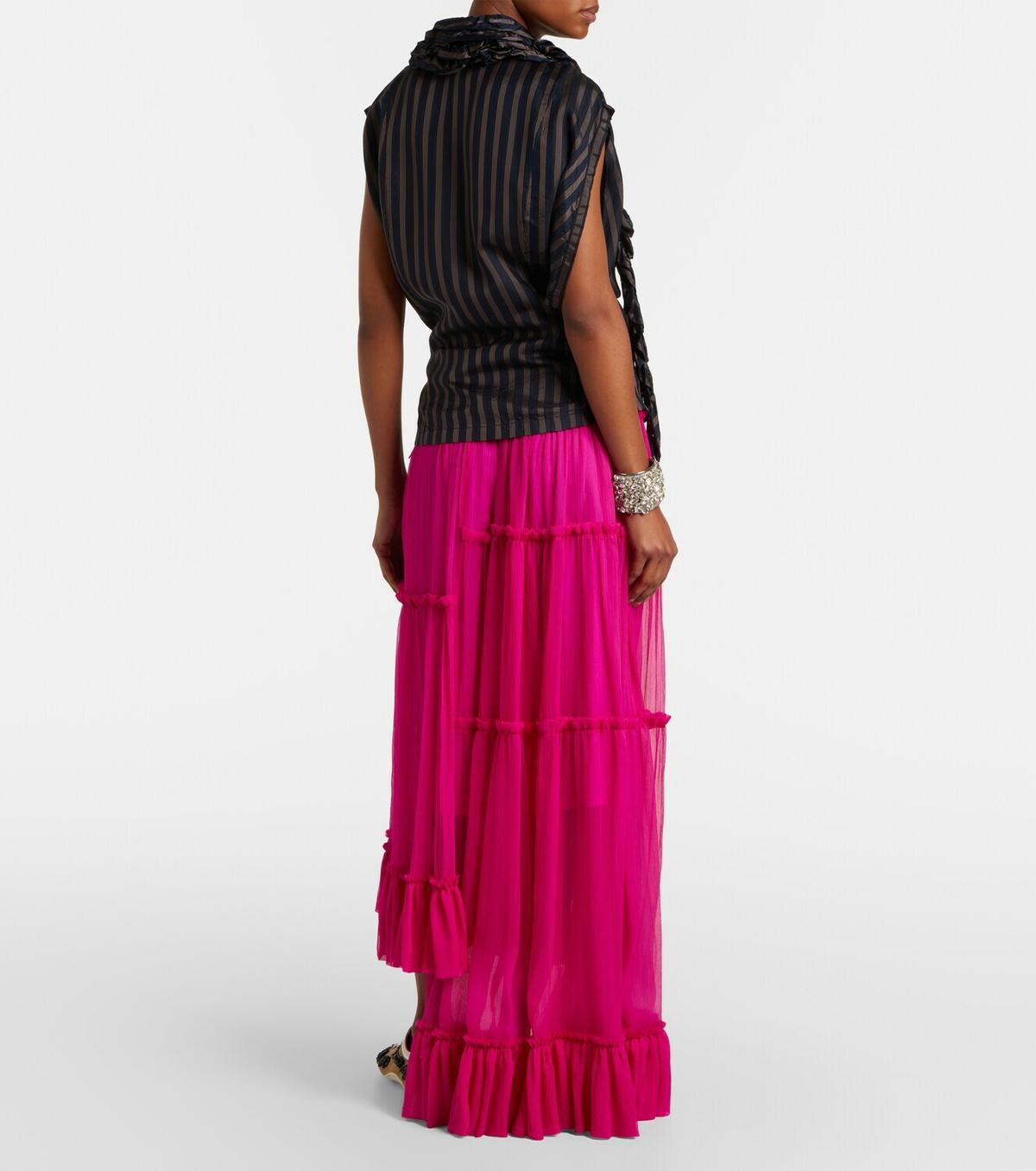 Dries Van Noten Asymmetric silk muslin skirt