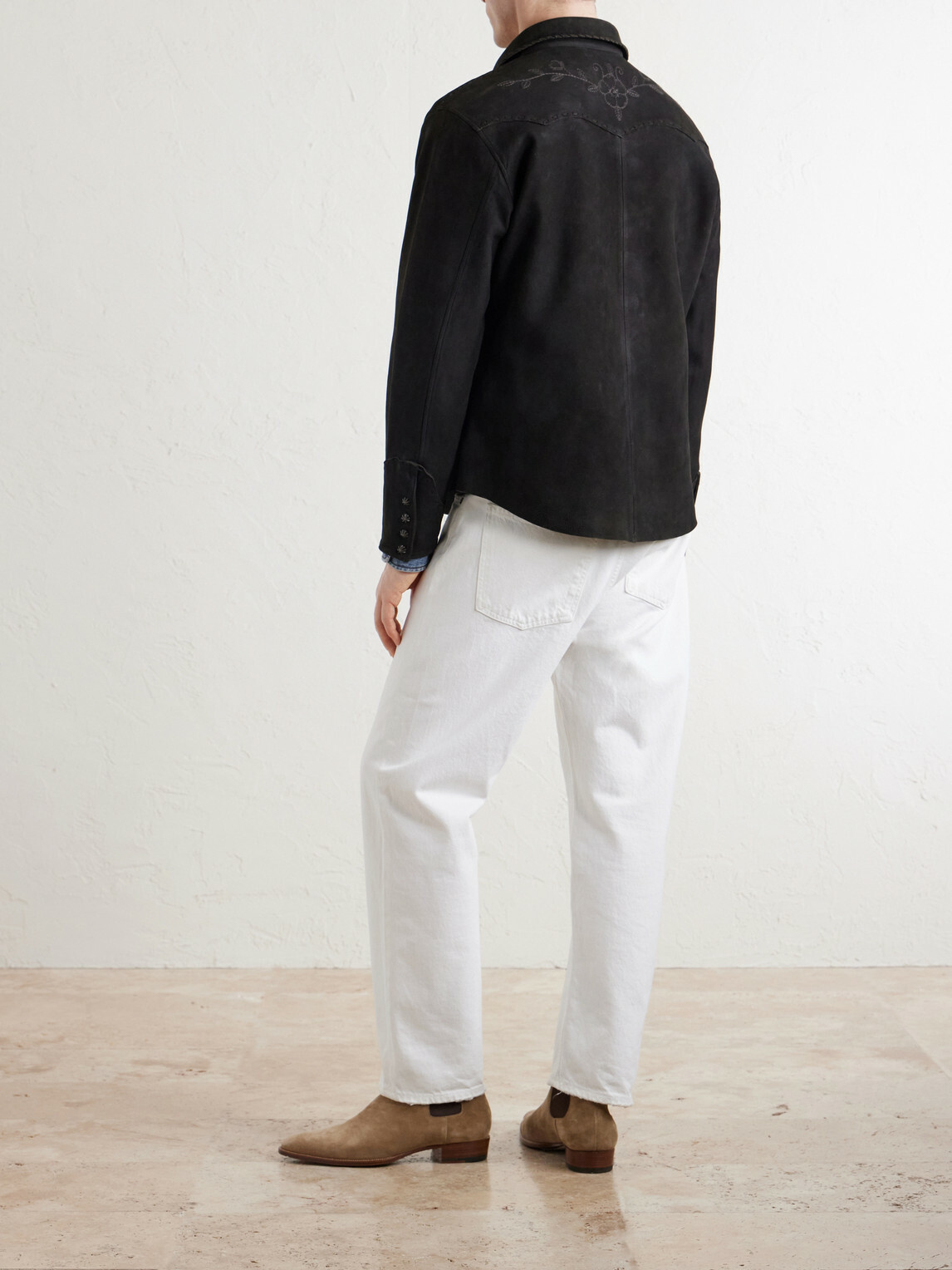 RRL - Embroidered Suede Jacket - Black