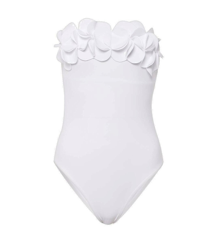 Photo: Karla Colletto Tess floral-appliqué strapless swimsuit