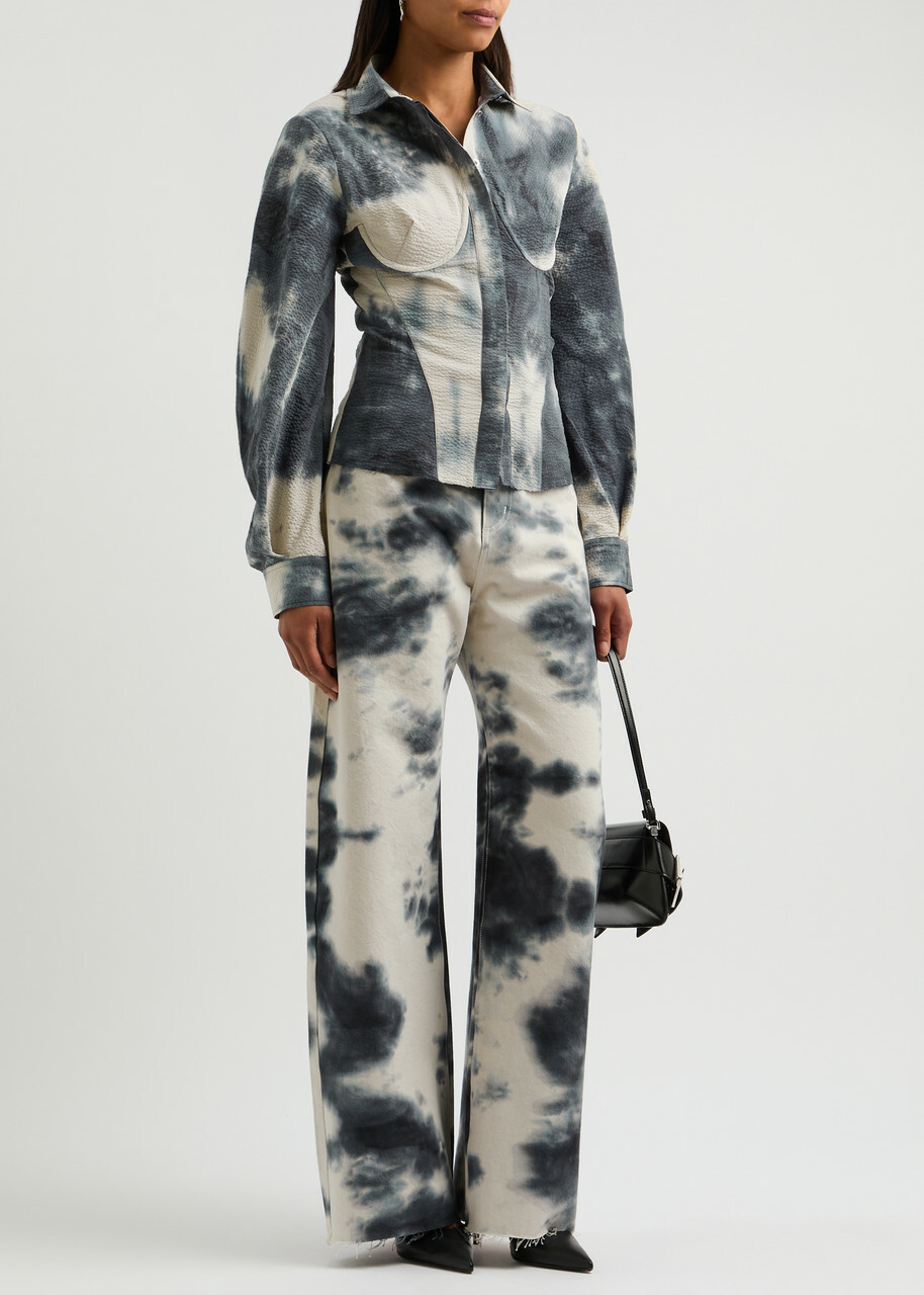 Marques' Almeida Tie-dye Seersucker Shirt Cream