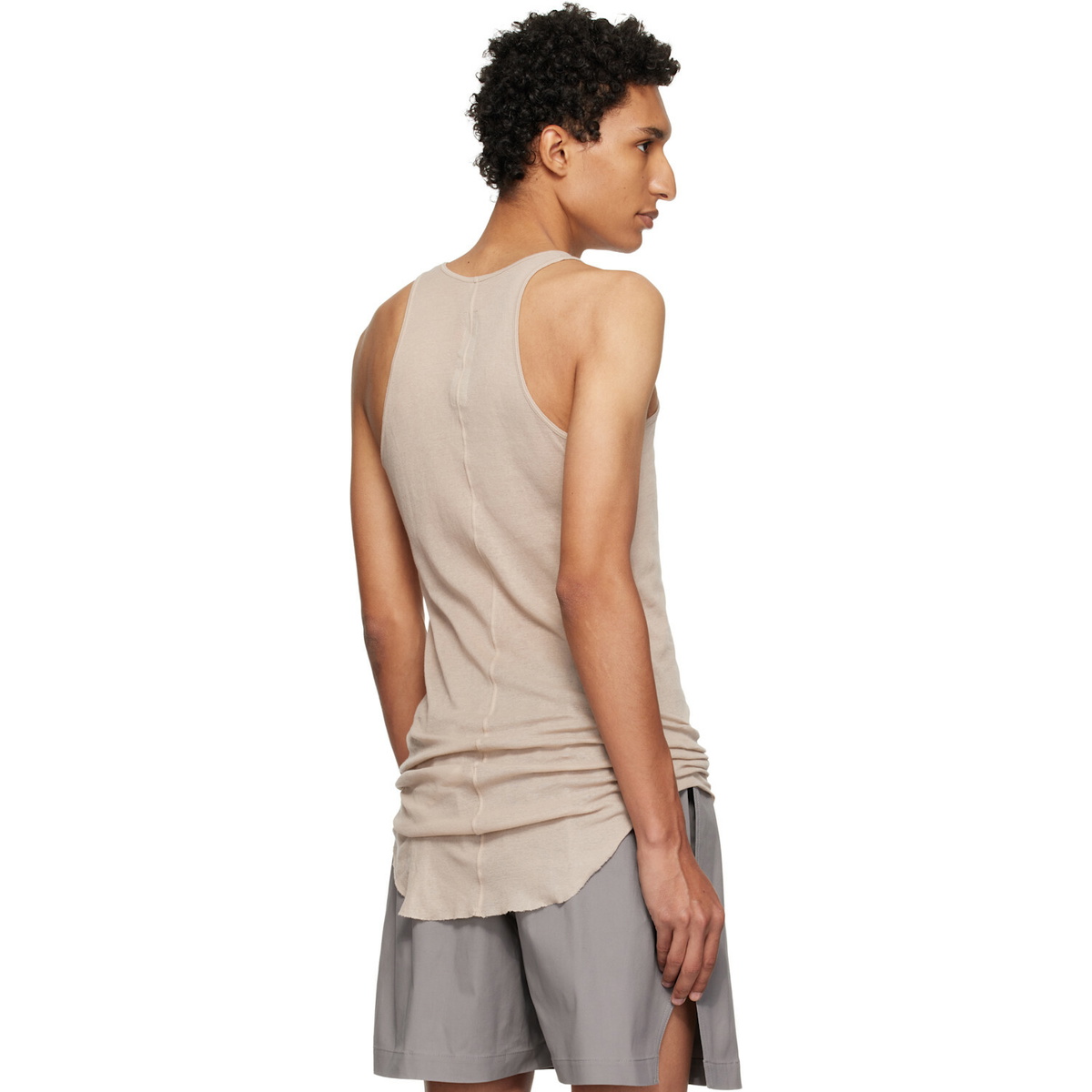 Rick Owens Taupe Tower Basic Rib Tank Top