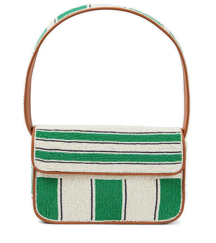 Photo: Staud Tommy striped beaded shoulder bag