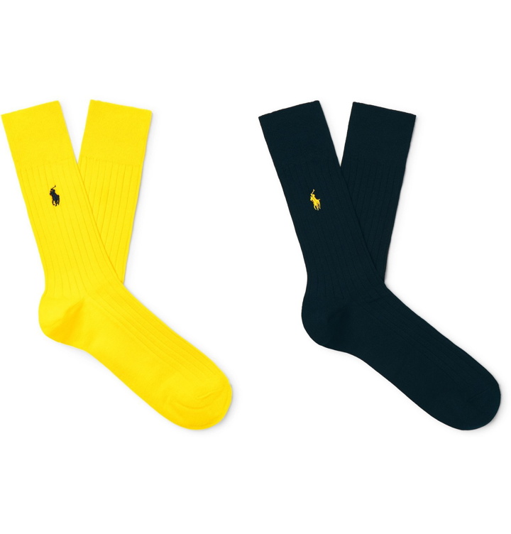Photo: Polo Ralph Lauren - Two-Pack Logo-Embroidered Cotton-Blend Socks - Multi