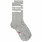 Autry Men's Stripe Sports Sock in Grey/White